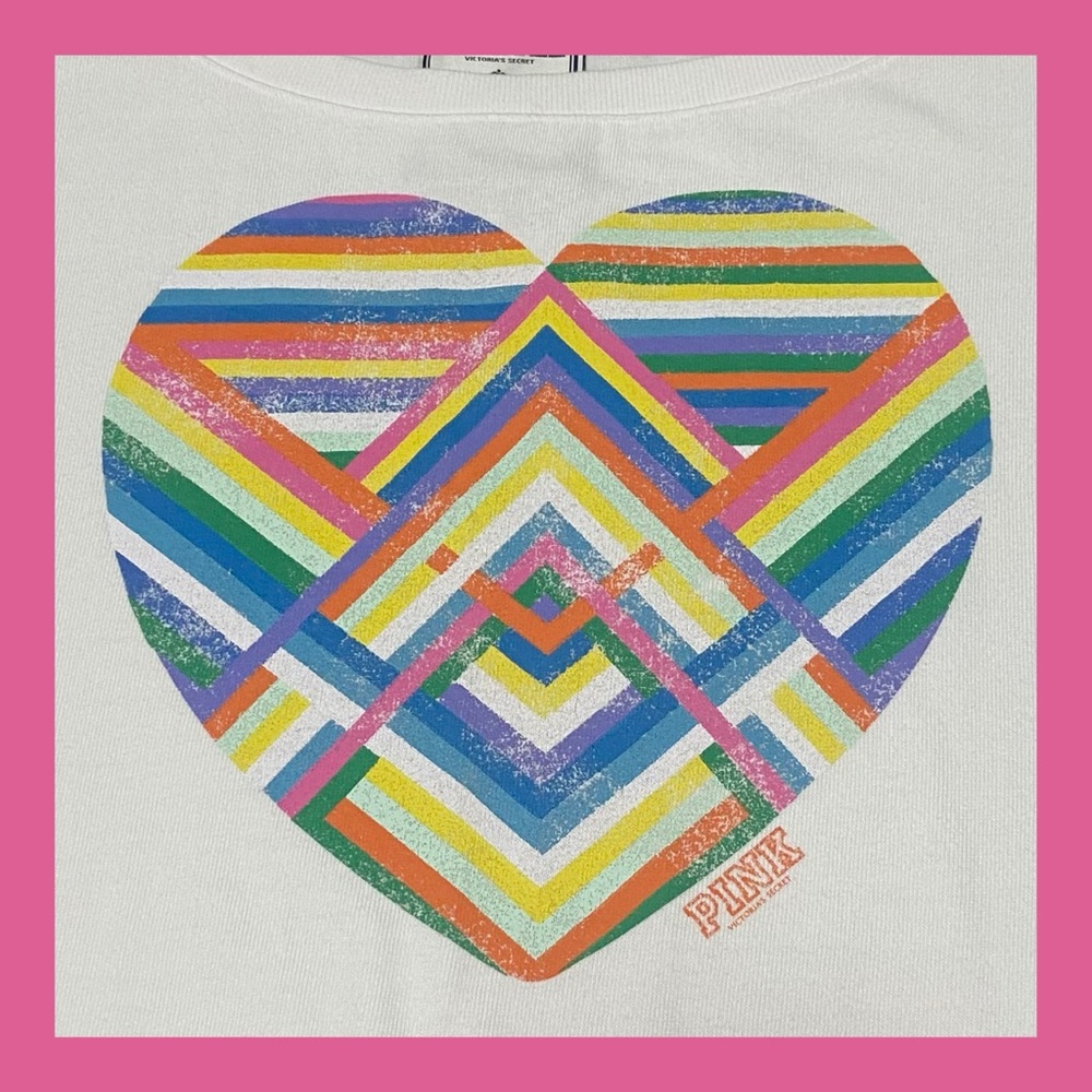 PINK VS VINTAGE RETRO VINTAGE RAINBOW PULLOVER LONG SLEEVE TOP - Picture 2 of 5